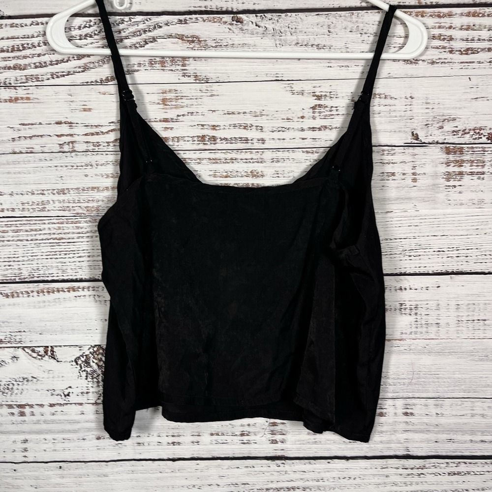 MINKPINK Black Slinky Tank Top Women's Med Spaghetti Strap Cropped Goth Summer - Picture 5 of 7